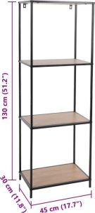 vidaXL Regał z 3 półkami 45x30x130 cm naturalno-czarny (445855) 2