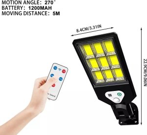 Mała Latarnia uliczna solarna 15W COB, z pilotem, czujnikiem ruchu i zmierzchu Latarnia uliczna solarna 15W COB, z pilotem, czujnikiem ruchu i zmierzchu 2