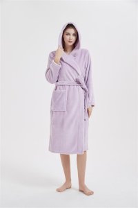 Spod Igły i Nitki Szlafrok Mikrofibra z Kapturem S/M Carlo Lawendowy 4