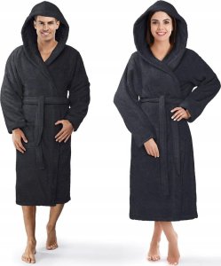 Spod Igły i Nitki Szlafrok Bawełniany z Kapturem Unisex XS Grafit 2