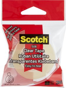 Staples Taśma klejąca Scotch 508 19mmx33m przezroczysta żółta 1