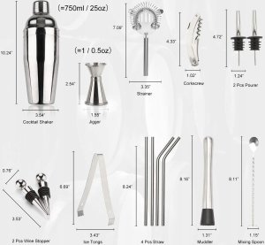 Excellent Houseware Shaker do koktajli i drinków – stalowy 8