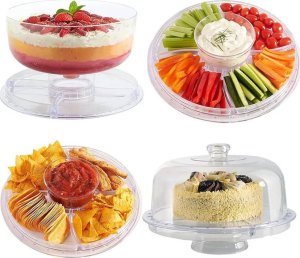 Excellent Houseware Wielofunkcyjna patera na ciasta i przekąski z kloszem 2