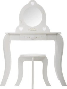Atmosphera Stolik z lustrem i taboretem, toaletka z jedną szufladą, w kolorze białym 2