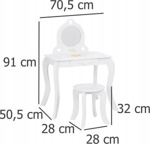 Atmosphera Stolik z lustrem i taboretem, toaletka z jedną szufladą, w kolorze białym 4