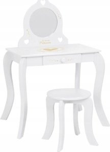 Atmosphera Stolik z lustrem i taboretem, toaletka z jedną szufladą, w kolorze białym 5