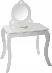 Atmosphera Stolik z lustrem i taboretem, toaletka z jedną szufladą, w kolorze białym 6