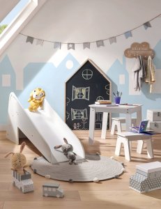 Atmosphera Biały stolik do pokoju dziecięcego, drewniany stolik, krzesełka dla dzieci, biały stolik, stolik ze schowkiem, meble dziecięce 8