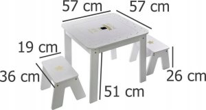 Atmosphera Biały stolik do pokoju dziecięcego, drewniany stolik, krzesełka dla dzieci, biały stolik, stolik ze schowkiem, meble dziecięce 10