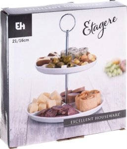 Excellent Houseware Patera porcelanowa z 2 poziomami, 26 cm, biała 2