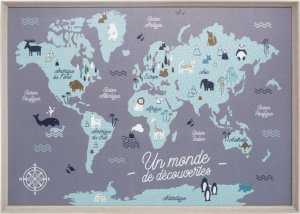 Atmosphera Mapa świata dla dzieci, dekoracja ścienna, 70x50 cm 4