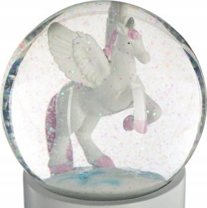 Atmosphera Kula śnieżna z brokatem, biały jednorożec, Ø 10 cm 2