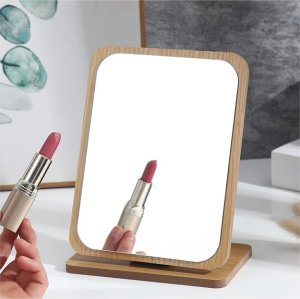 Upominkarnia Lusterko kosmetyczne stojące drewniane prostokątne L8BR 2