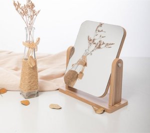 Upominkarnia Lusterko kosmetyczne stojące drewniane prostokątne L7BR 3