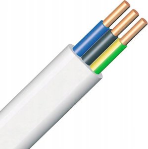 Przewód Śląsk Przewód YDYP 3X2,5mm2 płaski instalacyjny 450/750V biały odwijany z bębna 172152002S0500 18