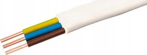 Przewód Śląsk Przewód YDYP 3X2,5mm2 płaski instalacyjny 450/750V biały odwijany z bębna 172152002S0500 3