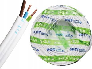 Przewód Śląsk Przewód YDYP 3X2,5mm2 płaski instalacyjny 450/750V biały odwijany z bębna 172152002S0500 9