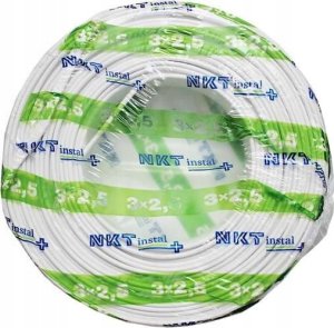 Przewód Śląsk Przewód YDYP 3X2,5mm2 płaski instalacyjny 450/750V biały odwijany z bębna 172152002S0500 10