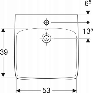 Umywalka 502.769.00.7 / GEBERIT / SELNOVA COMFORT / UMYWALKA, B60CM, H15CM, T55CM, Z PRZELEWEM, Z OTWOREM NA BATERIĘ / 4