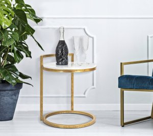 Ferretti Stolik kawowy z blatem z imitacji marmuru, Ø 40 cm 2