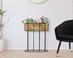 Ferretti Osłonka na doniczki na stojaku, metalowa koronka, wys. 70 cm 7