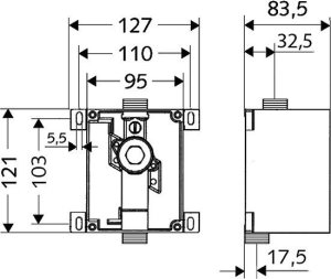 Pisuar 502.895.00.1 / GEBERIT / FELIX /  PISUAR, B35CM, H56CM, T35.5CM, DOPŁYW Z TYŁU, ODPŁYW DO TYŁU / 5