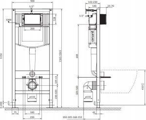Zestaw podtynkowy S701-813 / CERSANIT / AQUA 50 / C34 ZESTAW STELAŻ PODT WC MECH QF+ MZ MILLE PLUS CO DUR WOLNOOPADAJĄCA ŁW / 3