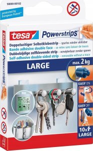 Tesa Powerstrips Large dobb.klæb. hvide 10strips/pak - (10 stk.) 1