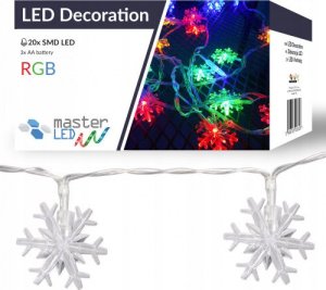 Lampki choinkowe Bulinex Świąteczne lampki choinkowe płatki śniegu 20 LED RGB 1