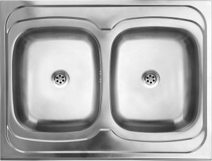 Zlewozmywak SK6_320T / KUCHINOX / ZLEW / 60 STALOWY NAKŁADANY 80X60 2KOM LEN + SYFON (OKS_B14K)  / 2