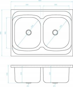 Zlewozmywak SK6_320T / KUCHINOX / ZLEW / 60 STALOWY NAKŁADANY 80X60 2KOM LEN + SYFON (OKS_B14K)  / 3