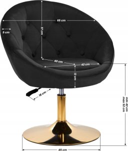 Activeshop 4Rico fotel obrotowy QS-BL12G aksamit czarny 9
