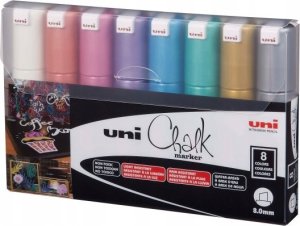 UNIBALL Uni-Ball PWE-8K, Green, Light Blue, Orange, Pink, Red, Violet, White, Yellow, Chisel, 8 pc(s) 2