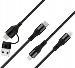 Kabel USB USB-A - USB-C + microUSB + Lightning 1.2 m Czarny (N940) 2