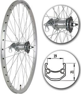 Koło 26" Tył PS/O Alu Stożek Srebrna Torpedo Velo 1