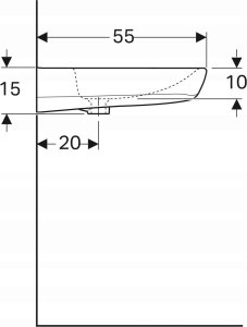 Umywalka 501.463.00.7 / GEBERIT / SELNOVA COMFORT / UMYWALKA, B65CM, H15CM, T55CM, Z PRZELEWEM, Z OTWOREM NA BATERIĘ / 4