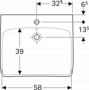 Umywalka 501.463.00.7 / GEBERIT / SELNOVA COMFORT / UMYWALKA, B65CM, H15CM, T55CM, Z PRZELEWEM, Z OTWOREM NA BATERIĘ / 5