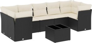 vidaXL 8-cz. zestaw wypoczynkowy do ogrodu, z poduszkami, czarny 2