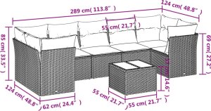 vidaXL 8-cz. zestaw wypoczynkowy do ogrodu, z poduszkami, czarny 3