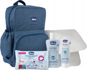 CHICCO_SET Mum and Baby płyn do mycia ciała i włosów 200ml + krem na odparzenia 100ml + chusteczki nawilżane 16szt + mata do zmiany pieluszek +n plecak 1