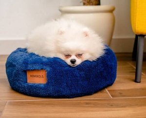 Mimikoko MIMIKO Pets Legowisko Shaggy okrągłe M 45cm chabrowe 2