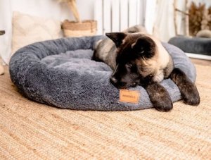 Mimikoko MIMIKO Pets Legowisko Shaggy okrągłe XXL 100cm grafitowe 3