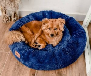 Mimikoko MIMIKO Pets Legowisko Shaggy okrągłe XL 75cm chabrowe 2