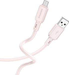 Kabel USB Borofone Kabel Bx94 Crystal Color - Usb Na Micro Usb - 2,4A 1 Metr Jasnoróżowy 1