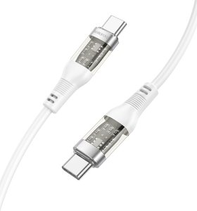 Kabel USB Borofone Kabel Bu37 Transparent Exploration - Typ C Na Typ C - 60W 1,2 Metra Biały 1