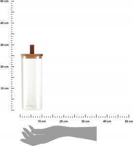 Excellent Houseware Szklany słoik z drewnianą pokrywką, hermetyczne zamknięcie 3