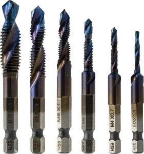 Wiertła gwintujące M3 - M10, gwintowniki, HSS, zestaw 6 szt. 2