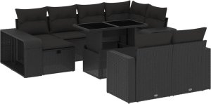 vidaXL 11-cz. zestaw wypoczynkowy do ogrodu, poduszki czarny rattan PE 2