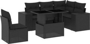 vidaXL 6-cz. zestaw mebli ogrodowych z poduszkami, czarny polirattan 2