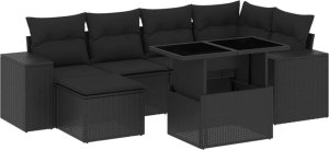 vidaXL 7-cz. zestaw wypoczynkowy do ogrodu, z poduszkami, czarny 2